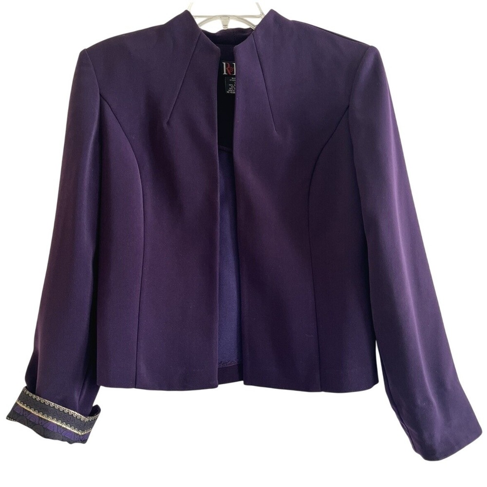Vintage R And‎ K Medium Blazer Jacket Aubergine Purple Gold Pristine Size 10.